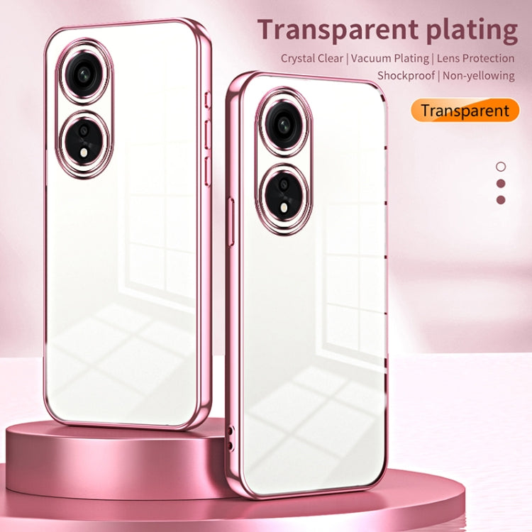For OPPO A1 Pro Transparent Plating Fine Hole Phone Case(Pink) - OPPO Cases by PMC Jewellery | Online Shopping South Africa | PMC Jewellery | Buy Now Pay Later Mobicred