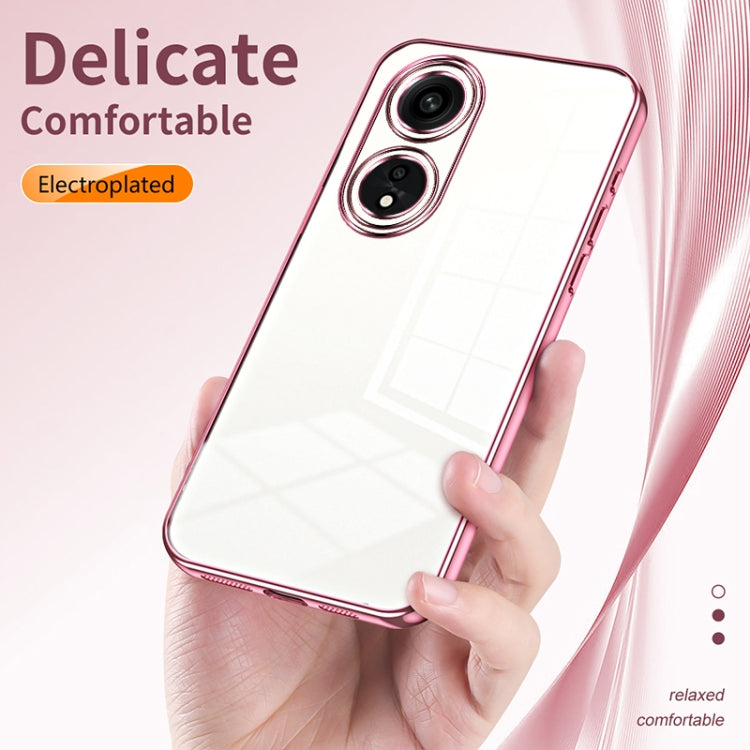 For OPPO A1 Pro Transparent Plating Fine Hole Phone Case(Black) - OPPO Cases by PMC TechLife | Online Shopping South Africa | PMC TechLife | Buy Now Pay Later Mobicred