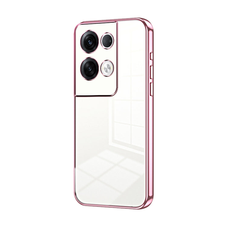 For OPPO Reno8 Pro+ Transparent Plating Fine Hole Phone Case(Pink) - OPPO Cases by PMC TechLife | Online Shopping South Africa | PMC TechLife | Buy Now Pay Later Mobicred