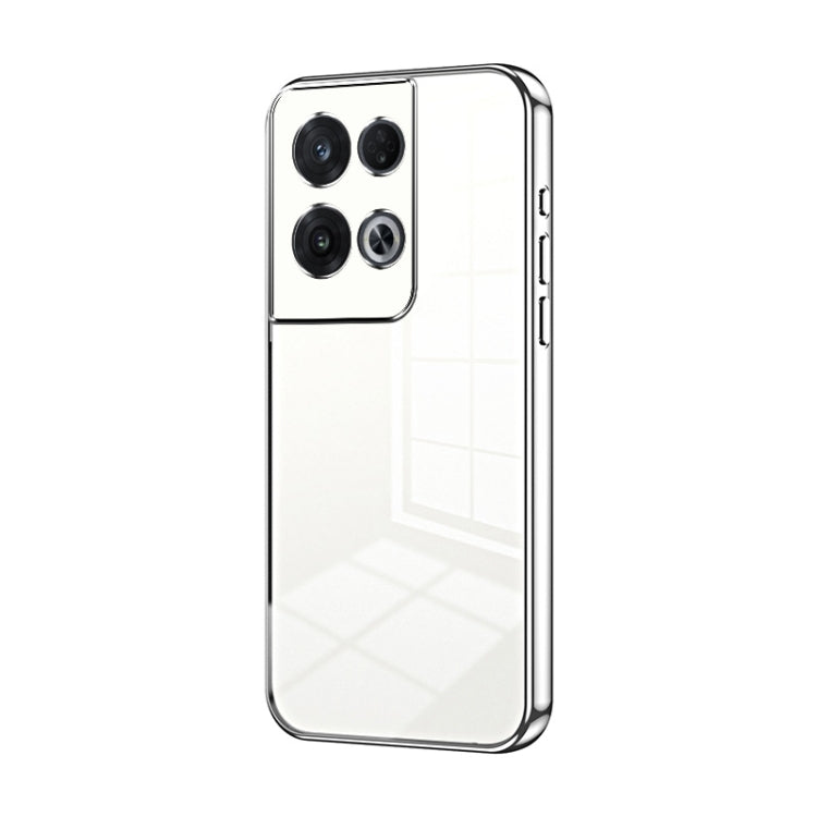 For OPPO Reno8 Pro Transparent Plating Fine Hole Phone Case(Silver) - OPPO Cases by PMC TechLife | Online Shopping South Africa | PMC TechLife | Buy Now Pay Later Mobicred