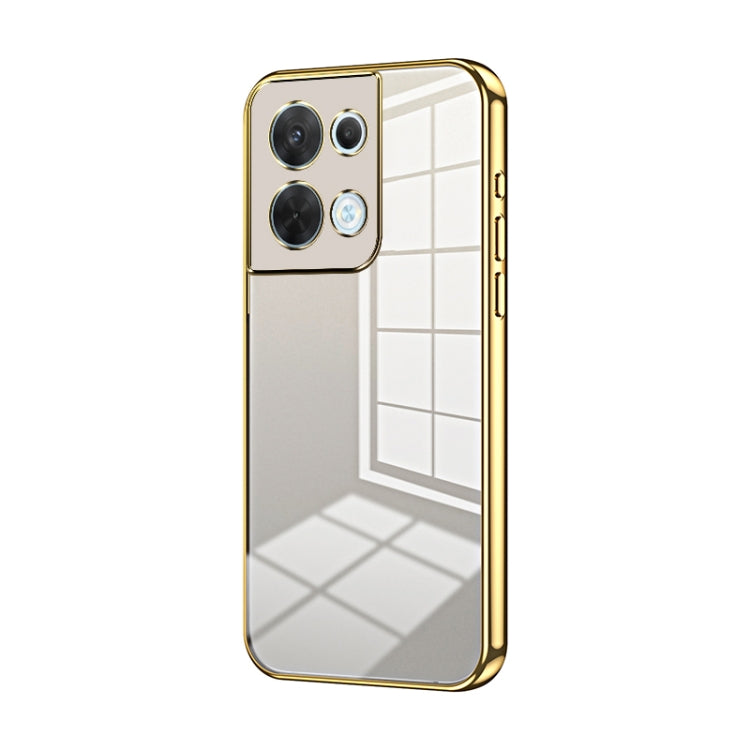 For OPPO Reno8 Transparent Plating Fine Hole Phone Case(Gold) - OPPO Cases by PMC TechLife | Online Shopping South Africa | PMC TechLife | Buy Now Pay Later Mobicred