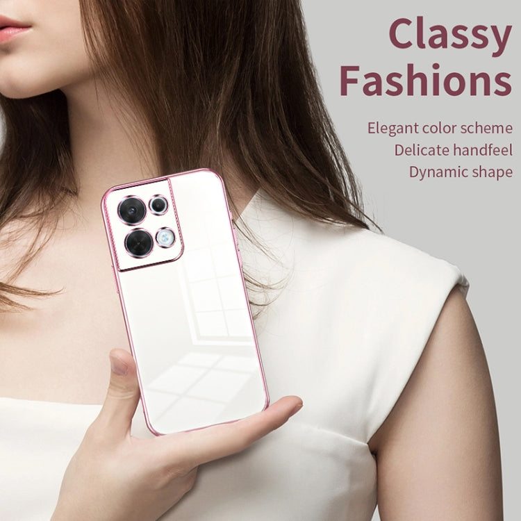 For OPPO Reno8 Transparent Plating Fine Hole Phone Case(Black) - OPPO Cases by PMC TechLife | Online Shopping South Africa | PMC TechLife | Buy Now Pay Later Mobicred