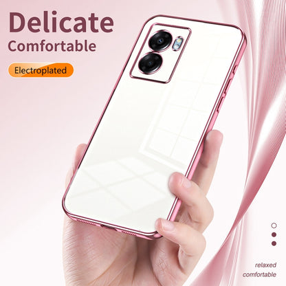 For OPPO A57 5G Transparent Plating Fine Hole Phone Case(Pink) - OPPO Cases by PMC Jewellery | Online Shopping South Africa | PMC Jewellery | Buy Now Pay Later Mobicred