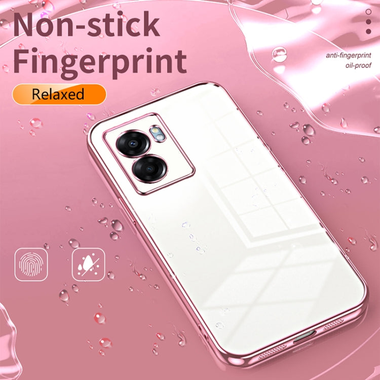 For OPPO A57 5G Transparent Plating Fine Hole Phone Case(Silver) - OPPO Cases by PMC Jewellery | Online Shopping South Africa | PMC Jewellery | Buy Now Pay Later Mobicred