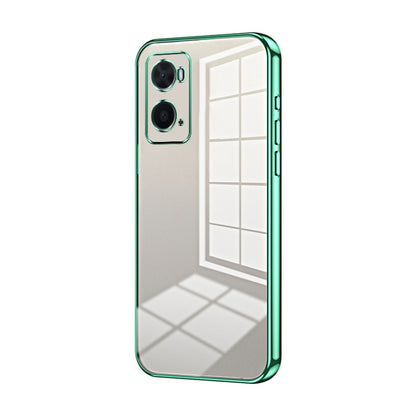 For OPPO A36 / A76 / A96 4G Global Transparent Plating Fine Hole Phone Case(Green) - OPPO Cases by PMC Jewellery | Online Shopping South Africa | PMC Jewellery | Buy Now Pay Later Mobicred