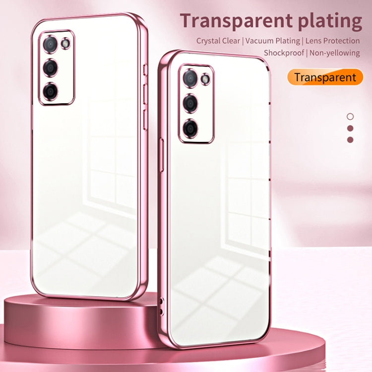 For OPPO A55 5G / A56 / A53s 5G Transparent Plating Fine Hole Phone Case(Black) - OPPO Cases by PMC TechLife | Online Shopping South Africa | PMC TechLife | Buy Now Pay Later Mobicred