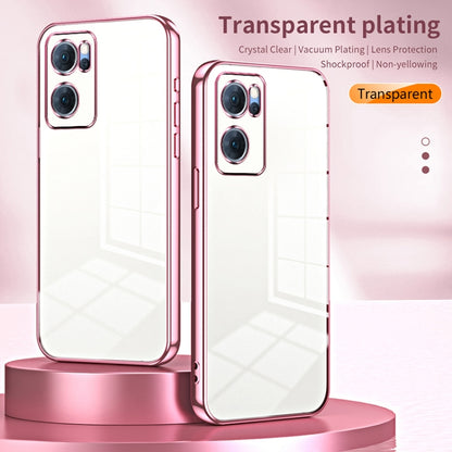 For OPPO Reno7 5G Transparent Plating Fine Hole Phone Case(Purple) - OPPO Cases by PMC Jewellery | Online Shopping South Africa | PMC Jewellery | Buy Now Pay Later Mobicred