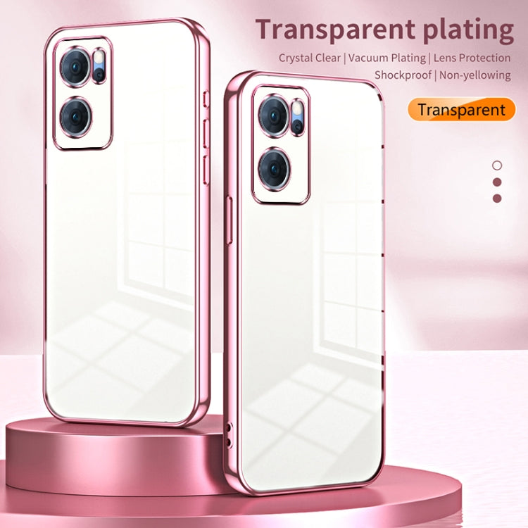 For OPPO Reno7 5G Transparent Plating Fine Hole Phone Case(Gold) - OPPO Cases by PMC Jewellery | Online Shopping South Africa | PMC Jewellery | Buy Now Pay Later Mobicred