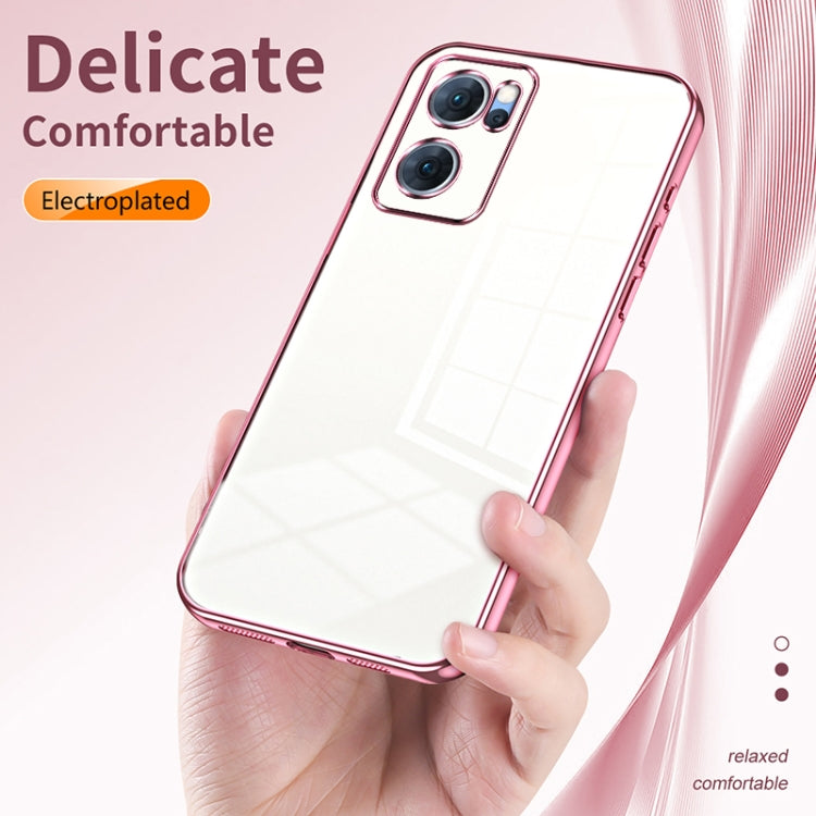 For OPPO Reno7 5G Transparent Plating Fine Hole Phone Case(Silver) - OPPO Cases by PMC TechLife | Online Shopping South Africa | PMC TechLife | Buy Now Pay Later Mobicred