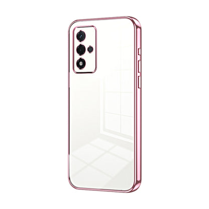 For OPPO A93s 5G Transparent Plating Fine Hole Phone Case(Pink) - OPPO Cases by PMC Jewellery | Online Shopping South Africa | PMC Jewellery | Buy Now Pay Later Mobicred