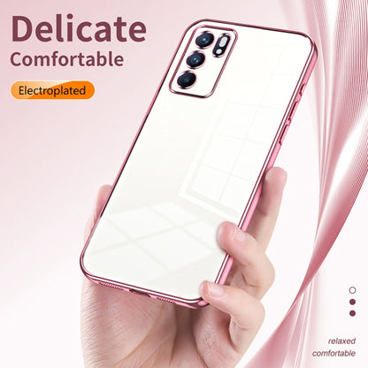 For OPPO Reno6 Indian / Malay Transparent Plating Fine Hole Phone Case(Purple) - OPPO Cases by PMC Jewellery | Online Shopping South Africa | PMC Jewellery | Buy Now Pay Later Mobicred