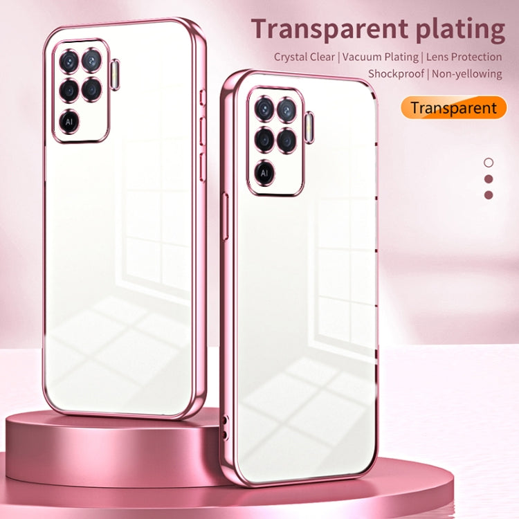 For OPPO A94 4G Transparent Plating Fine Hole Phone Case(Purple) - OPPO Cases by PMC TechLife | Online Shopping South Africa | PMC TechLife | Buy Now Pay Later Mobicred
