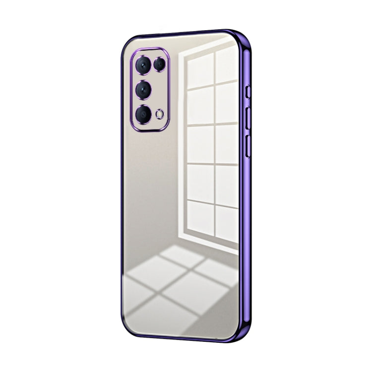 For OPPO Reno5 4G/5G / Reno5 K Transparent Plating Fine Hole Phone Case(Purple) - OPPO Cases by PMC Jewellery | Online Shopping South Africa | PMC Jewellery | Buy Now Pay Later Mobicred