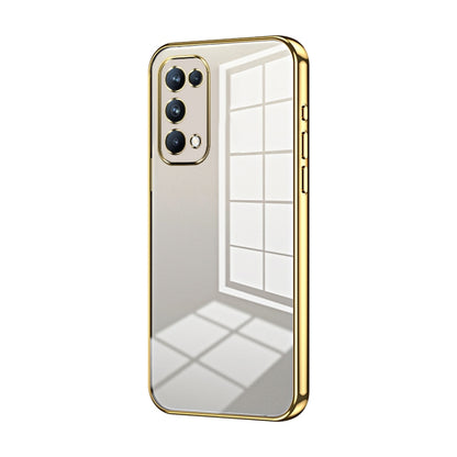 For OPPO Reno5 Pro Transparent Plating Fine Hole Phone Case(Gold) - OPPO Cases by PMC Jewellery | Online Shopping South Africa | PMC Jewellery | Buy Now Pay Later Mobicred