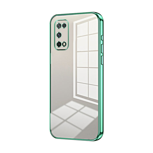 For OPPO K7x / Realme V5 5G Transparent Plating Fine Hole Phone Case(Green) - OPPO Cases by PMC Jewellery | Online Shopping South Africa | PMC Jewellery | Buy Now Pay Later Mobicred