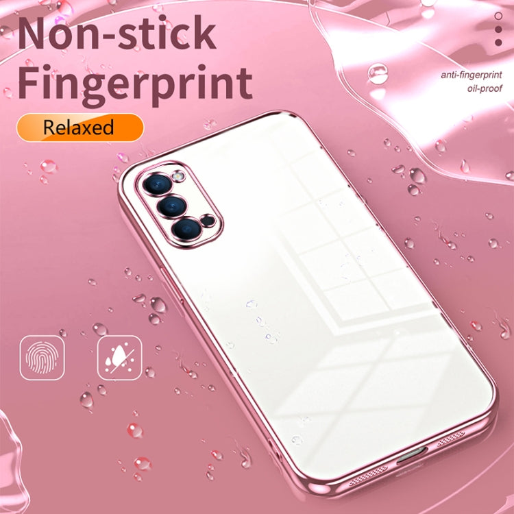 For OPPO Reno4 Transparent Plating Fine Hole Phone Case(Pink) - OPPO Cases by PMC Jewellery | Online Shopping South Africa | PMC Jewellery | Buy Now Pay Later Mobicred