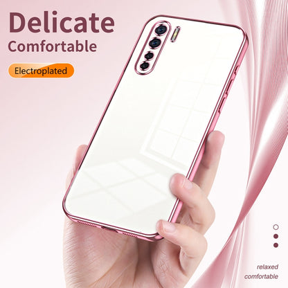 For OPPO Reno3 4G / F15 / A91 Transparent Plating Fine Hole Phone Case(Gold) - OPPO Cases by PMC Jewellery | Online Shopping South Africa | PMC Jewellery | Buy Now Pay Later Mobicred