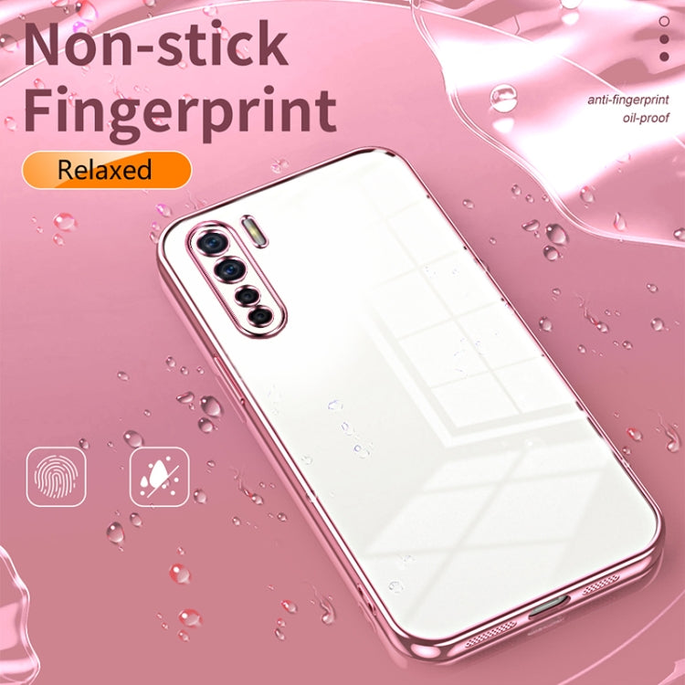 For OPPO Reno3 4G / F15 / A91 Transparent Plating Fine Hole Phone Case(Silver) - OPPO Cases by PMC Jewellery | Online Shopping South Africa | PMC Jewellery | Buy Now Pay Later Mobicred