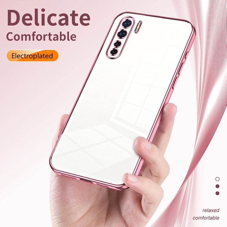 For OPPO Reno3 4G / F15 / A91 Transparent Plating Fine Hole Phone Case(Black) - OPPO Cases by PMC Jewellery | Online Shopping South Africa | PMC Jewellery | Buy Now Pay Later Mobicred