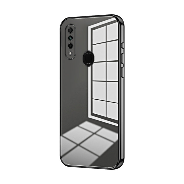 For OPPO A8 / A31 2020 Transparent Plating Fine Hole Phone Case(Black) - OPPO Cases by PMC TechLife | Online Shopping South Africa | PMC TechLife | Buy Now Pay Later Mobicred