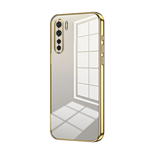 For OPPO A91 Transparent Plating Fine Hole Phone Case(Gold) - OPPO Cases by PMC Jewellery | Online Shopping South Africa | PMC Jewellery | Buy Now Pay Later Mobicred