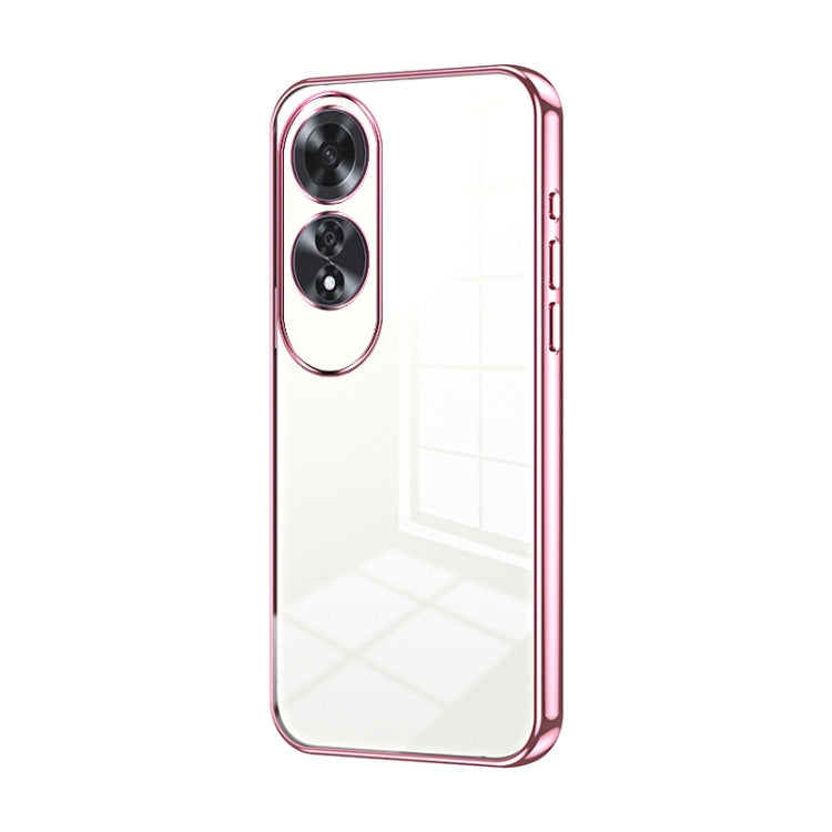 For OPPO A60 Transparent Plating Fine Hole Phone Case(Pink) - OPPO Cases by PMC Jewellery | Online Shopping South Africa | PMC Jewellery | Buy Now Pay Later Mobicred