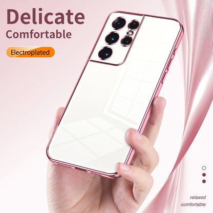 For Samsung Galaxy S21 Ultra 5G Transparent Plating Fine Hole Phone Case(Silver) - Galaxy S21 Ultra 5G Cases by PMC Jewellery | Online Shopping South Africa | PMC Jewellery | Buy Now Pay Later Mobicred