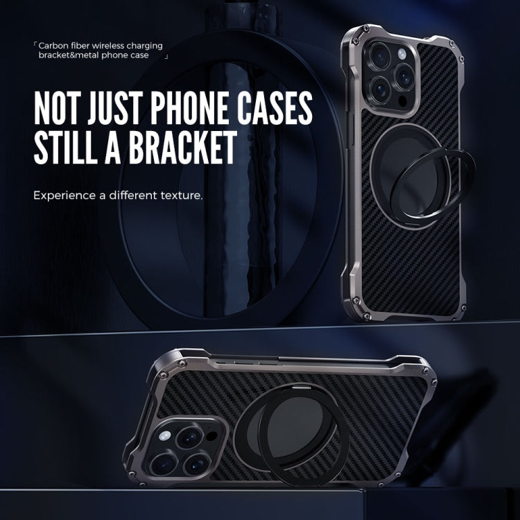 For iPhone 13 Pro R-JUST RJ51-1 Hollow Rotating Holder Metal Phone Case(Silver Grey) - iPhone 13 Pro Cases by R-JUST | Online Shopping South Africa | PMC Jewellery