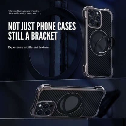 For iPhone 15 Pro R-JUST RJ51-1 Hollow Rotating Holder Metal Phone Case(Silver Grey) - iPhone 15 Pro Cases by R-JUST | Online Shopping South Africa | PMC Jewellery