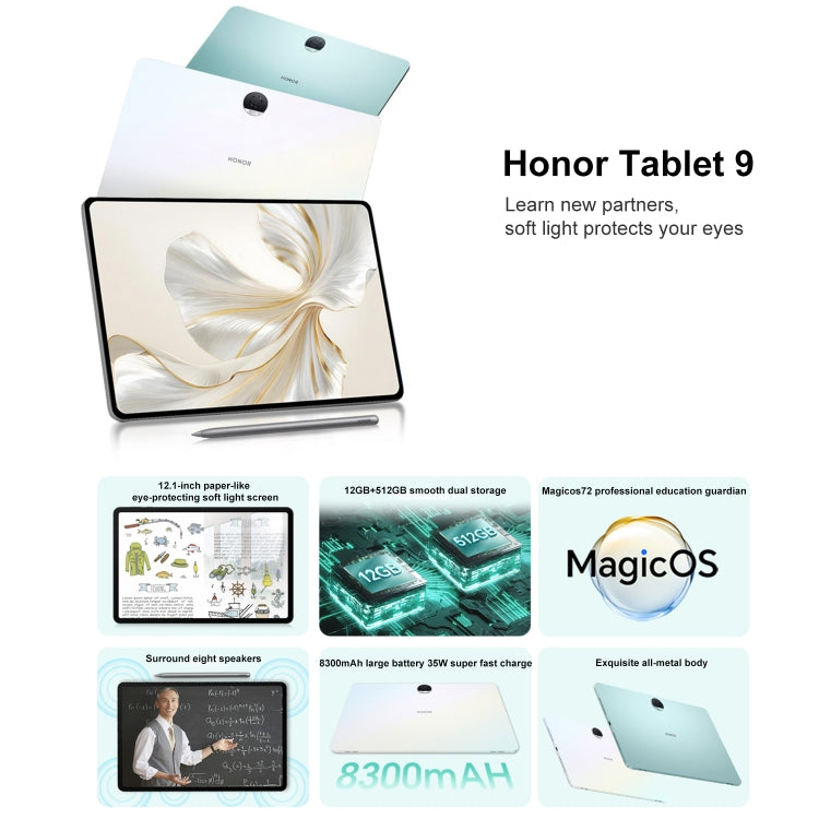 Honor Tablet 9 12.1 inch WiFi, Soft Light 12GB+256GB, MagicOS 7.2 Snapdragon 6 Gen1 Octa Core 2.2GHz, Not Support Google Play(Grey) - Huawei by Huawei | Online Shopping South Africa | PMC Jewellery | Buy Now Pay Later Mobicred