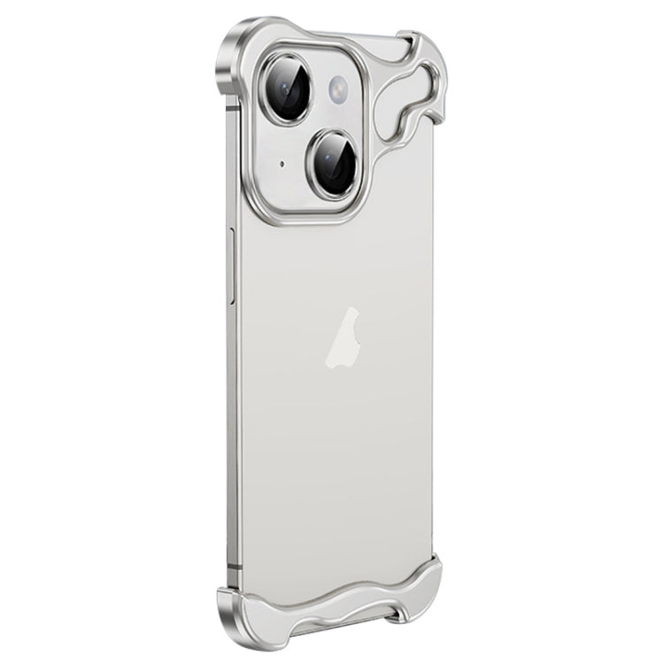 For iPhone 15 Plus Frameless Metal Corner Pad Phone Case with Lens Film(White) - iPhone 15 Plus Cases by PMC Jewellery | Online Shopping South Africa | PMC Jewellery