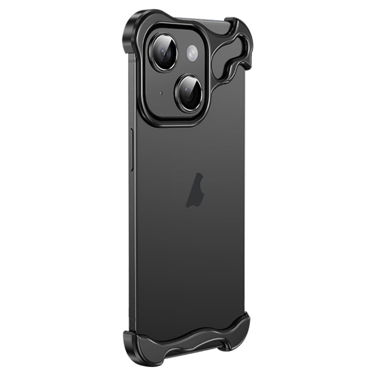 For iPhone 15 Frameless Metal Corner Pad Phone Case with Lens Film(Black) - iPhone 15 Cases by PMC Jewellery | Online Shopping South Africa | PMC Jewellery | Buy Now Pay Later Mobicred