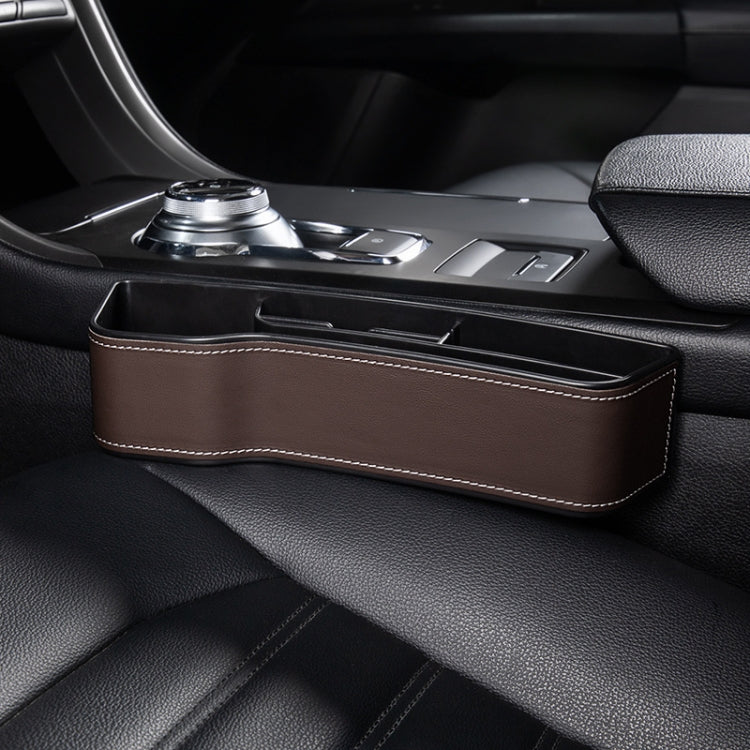 Car Multi-functional Console Box Cup Holder Seat Gap Side Storage Box, Leather Style, Color:Brown(Main Driver Seat) - free shipping - PMC TechLife - Order now!