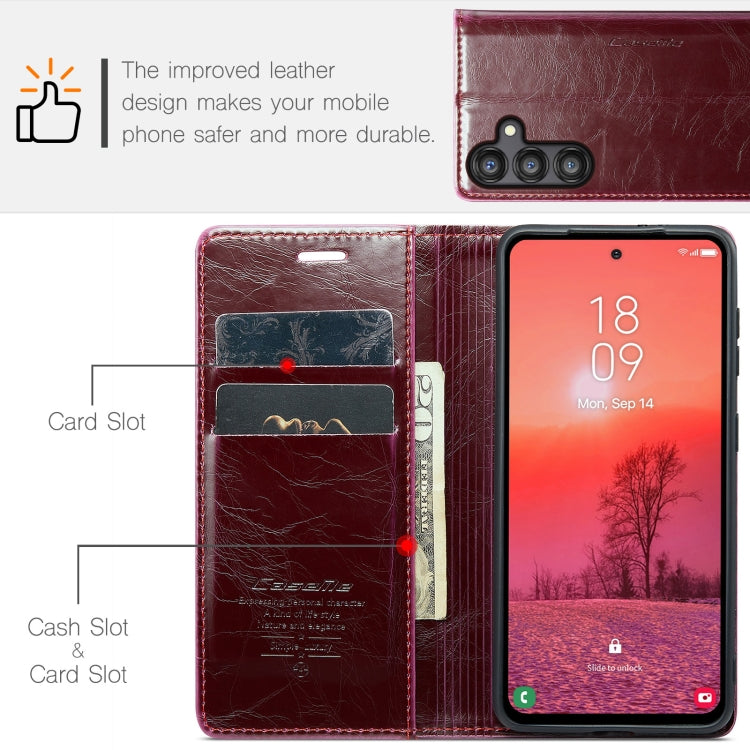 For Samsung Galaxy A35 5G CaseMe 003 Crazy Horse Texture Flip Leather Phone Case(Mulberry Red) - Galaxy Phone Cases by CaseMe | Online Shopping South Africa | PMC Jewellery | Buy Now Pay Later Mobicred