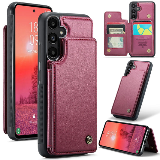 For Samsung Galaxy A35 5G CaseMe C22 PC+TPU Business Style RFID Anti-theft Leather Phone Case(Wine Red) - Galaxy Phone Cases by CaseMe | Online Shopping South Africa | PMC Jewellery | Buy Now Pay Later Mobicred