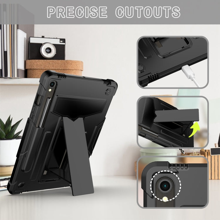 For Samsung Galaxy Tab S9 FE / S9 T Holder Robot Silicone Hybrid PC Tablet Case(Black) - Galaxy Tab S9 Cases by PMC TechLife | Online Shopping South Africa | PMC TechLife