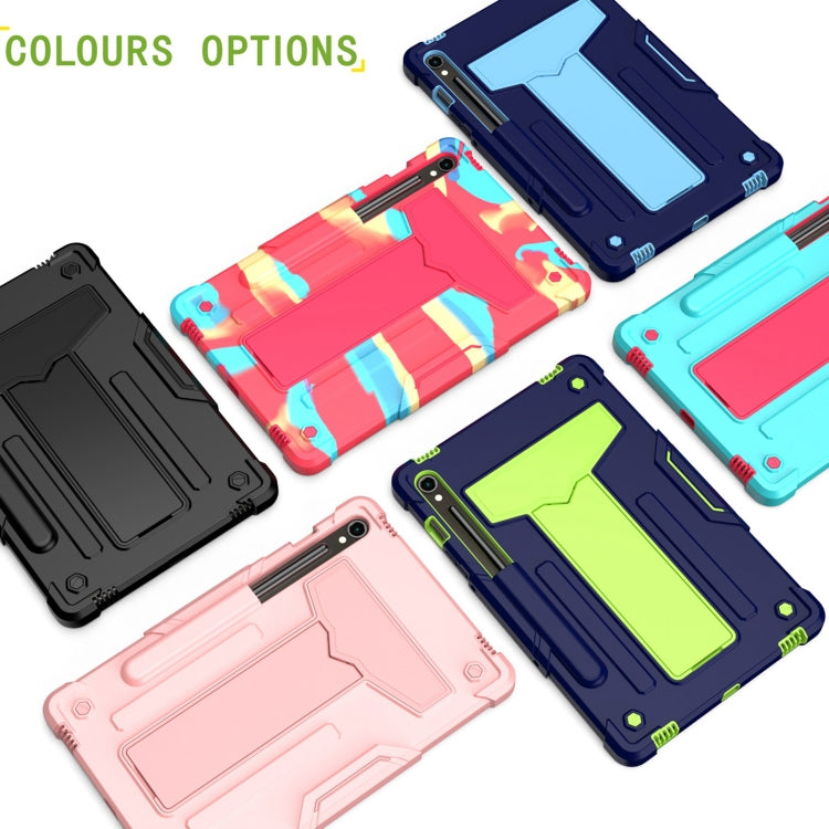 For Samsung Galaxy Tab S9 FE / S9 T Holder Robot Silicone Hybrid PC Tablet Case(Black) - Galaxy Tab S9 Cases by PMC TechLife | Online Shopping South Africa | PMC TechLife
