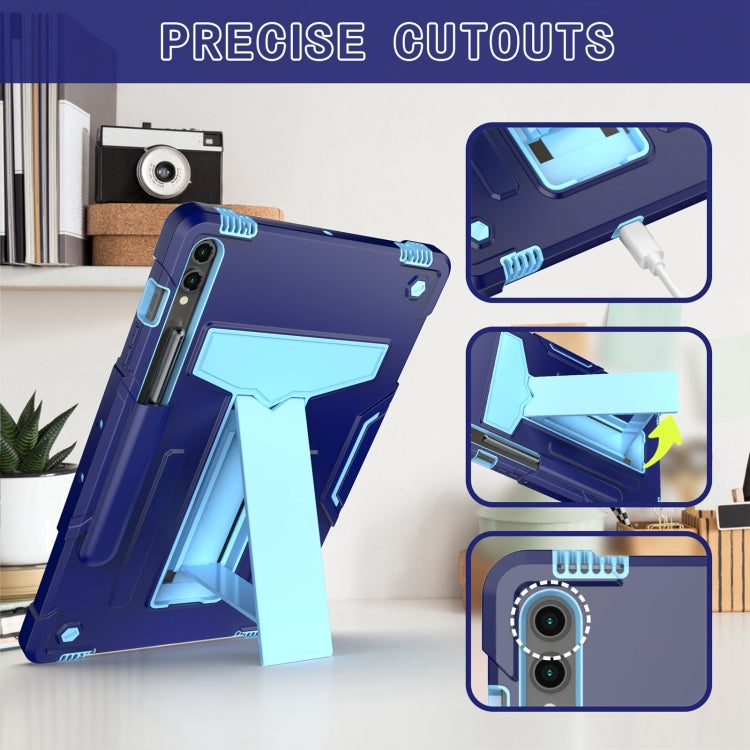 For Samsung Galaxy Tab S9 FE+ / S9+ T Holder Robot Silicone Hybrid PC Tablet Case(Navy Blue Blue) - Galaxy Tab S9+ Cases by PMC Jewellery | Online Shopping South Africa | PMC Jewellery | Buy Now Pay Later Mobicred