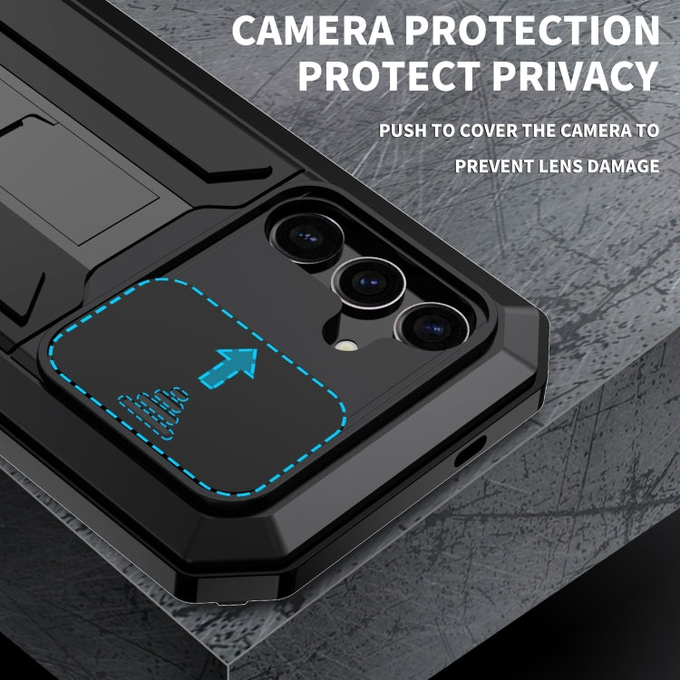 For Samsung Galaxy S24+ 5G R-JUST Sliding Camera Life Waterproof Holder Phone Case(Black) - Galaxy S24+ 5G Cases by R-JUST | Online Shopping South Africa | PMC TechLife | Buy Now Pay Later Mobicred