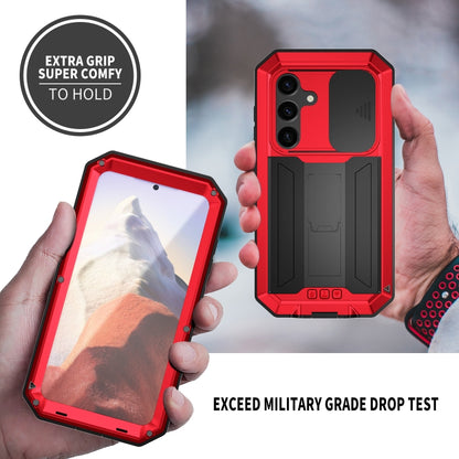 For Samsung Galaxy S24 5G R-JUST Sliding Camera Life Waterproof Holder Phone Case(Red) - Galaxy S24 5G Cases by R-JUST | Online Shopping South Africa | PMC Jewellery