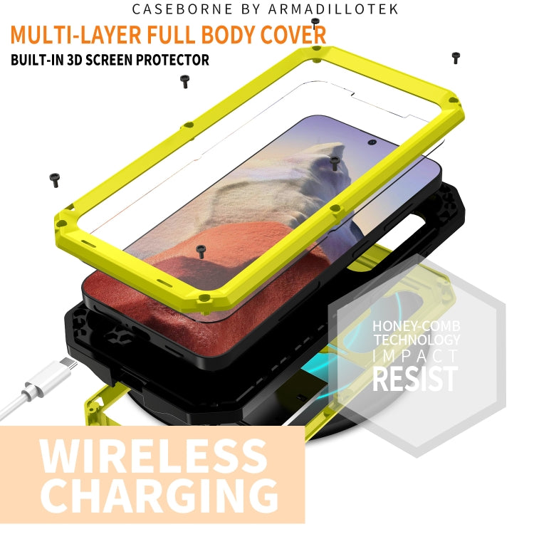 For Samsung Galaxy S24 5G R-JUST Sliding Camera Life Waterproof Holder Phone Case(Yellow) - Galaxy S24 5G Cases by R-JUST | Online Shopping South Africa | PMC Jewellery