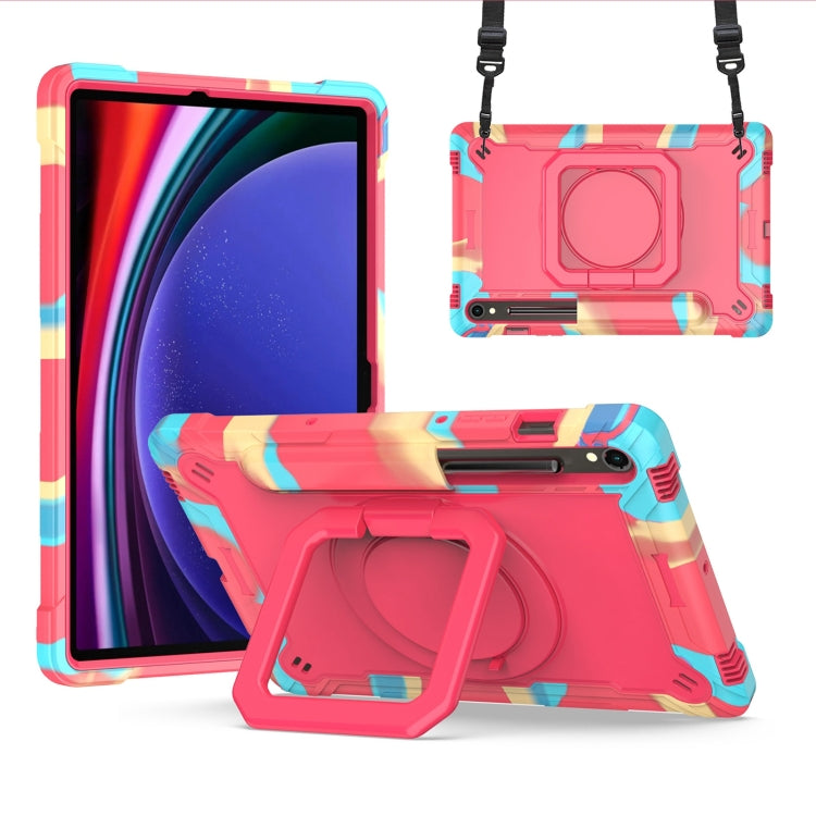 For Samsung Galaxy Tab S9 FE / S9 Handle Robot Silicone Hybrid PC Tablet Case(Camouflage Rose Red) - Galaxy Tab S9 Cases by PMC Jewellery | Online Shopping South Africa | PMC Jewellery | Buy Now Pay Later Mobicred