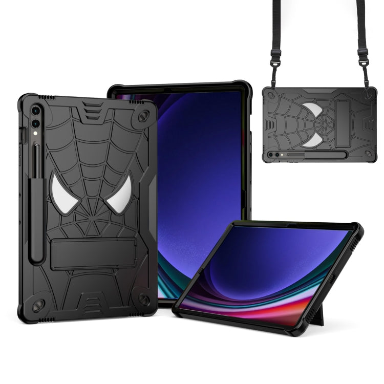 For Samsung Galaxy Tab S9 FE+ / S9+ Fold-Holder Spider Silicone Hybrid PC Tablet Case(Black) - Galaxy Tab S9+ Cases by PMC Jewellery | Online Shopping South Africa | PMC Jewellery | Buy Now Pay Later Mobicred