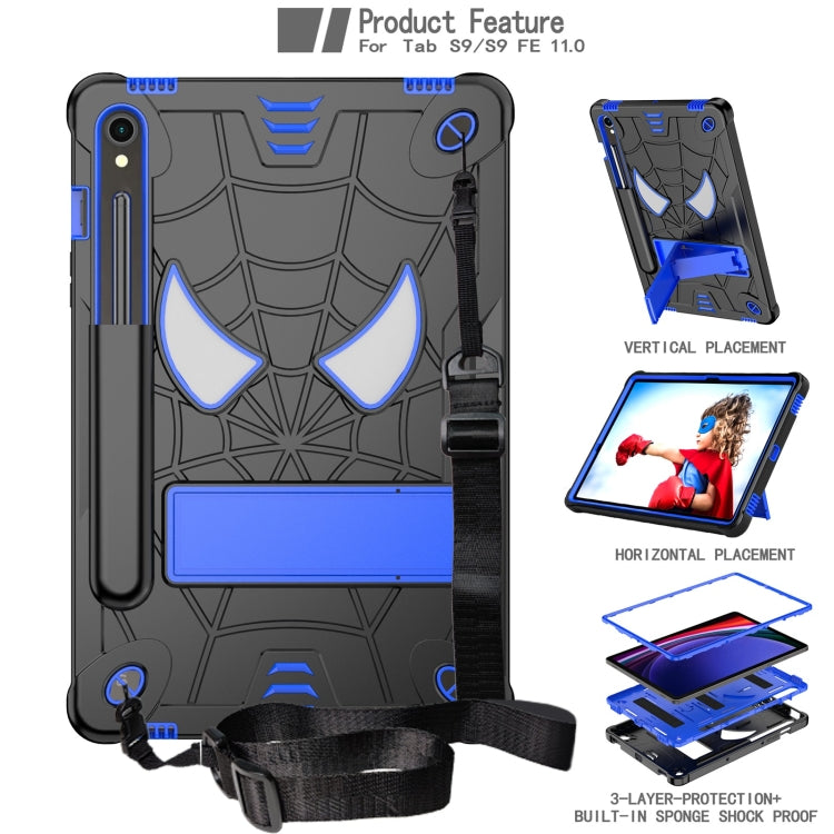 For Samsung Galaxy Tab S9 FE / S9 Fold-Holder Spider Silicone Hybrid PC Tablet Case(Back Blue) - Galaxy Tab S9 Cases by PMC Jewellery | Online Shopping South Africa | PMC Jewellery | Buy Now Pay Later Mobicred