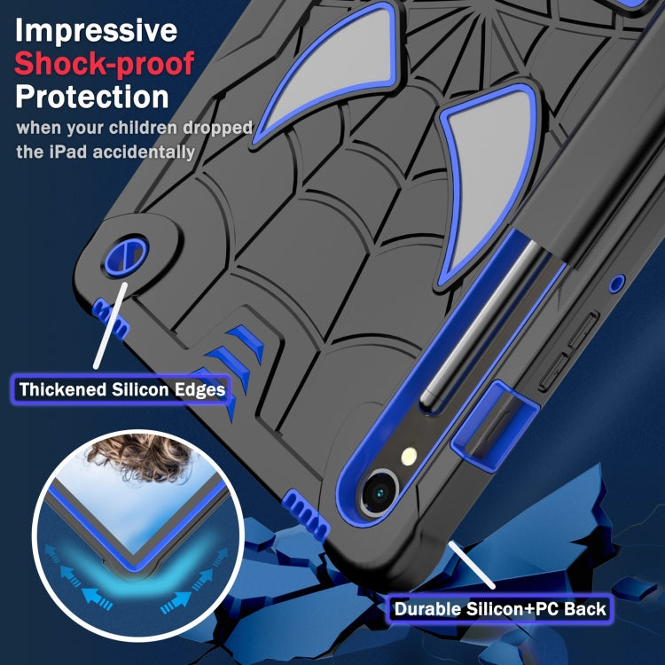 For Samsung Galaxy Tab S9 FE / S9 Fold-Holder Spider Silicone Hybrid PC Tablet Case(Back Blue) - Galaxy Tab S9 Cases by PMC Jewellery | Online Shopping South Africa | PMC Jewellery | Buy Now Pay Later Mobicred