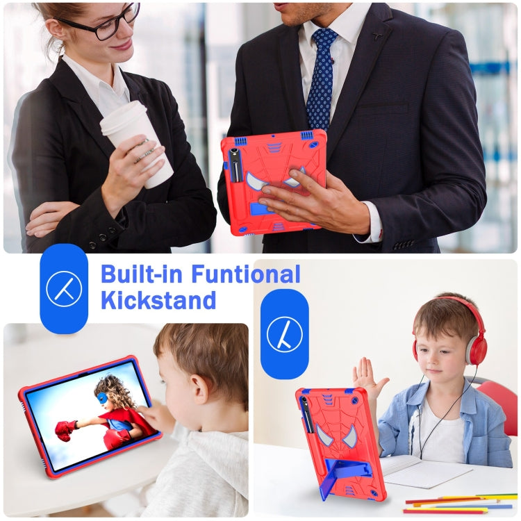 For Samsung Galaxy Tab S9 FE / S9 Fold-Holder Spider Silicone Hybrid PC Tablet Case(Red Blue) - Galaxy Tab S9 Cases by PMC TechLife | Online Shopping South Africa | PMC TechLife