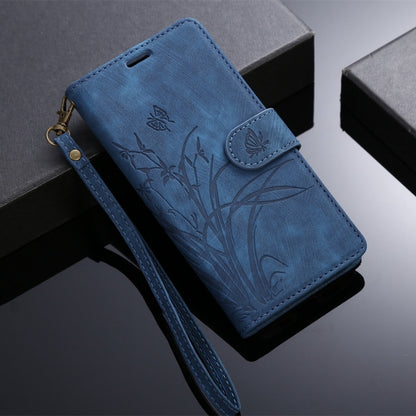 For Samsung Galaxy S24+ / S25+ 5G Orchid Butterfly Embossed Leather Phone Case(Blue) - Galaxy S24+ 5G Cases by PMC Jewellery | Online Shopping South Africa | PMC Jewellery | Buy Now Pay Later Mobicred