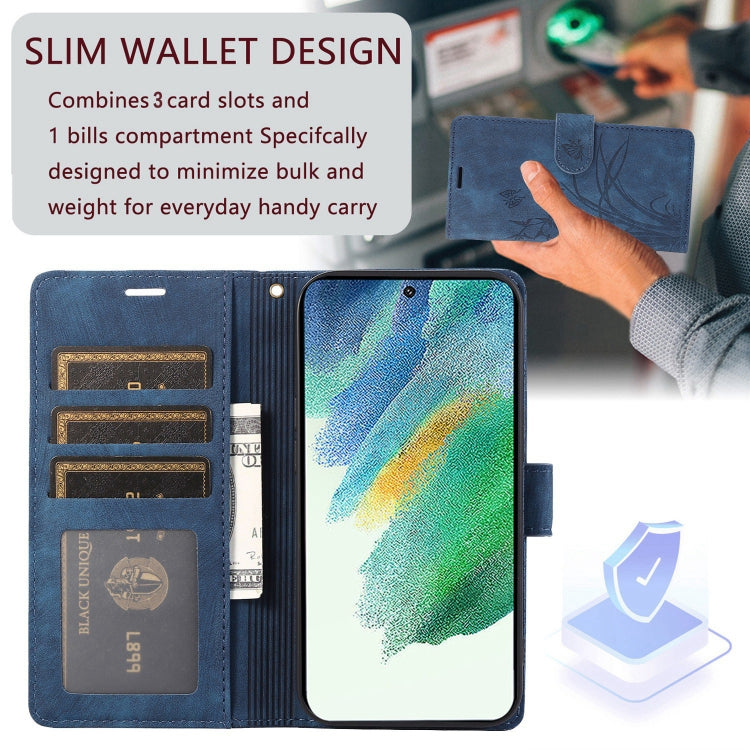 For Samsung Galaxy S24+ / S25+ 5G Orchid Butterfly Embossed Leather Phone Case(Blue) - Galaxy S24+ 5G Cases by PMC Jewellery | Online Shopping South Africa | PMC Jewellery | Buy Now Pay Later Mobicred