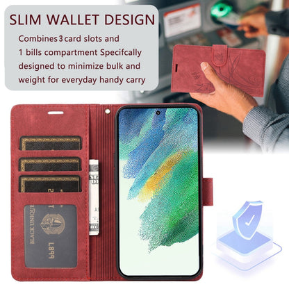 For Samsung Galaxy S24+ / S25+ 5G Orchid Butterfly Embossed Leather Phone Case(Red) - Galaxy S24+ 5G Cases by PMC Jewellery | Online Shopping South Africa | PMC Jewellery | Buy Now Pay Later Mobicred