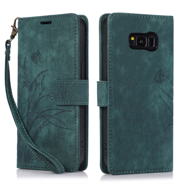 For Samsung Galaxy S8 Orchid Butterfly Embossed Leather Phone Case(Green) - Galaxy Phone Cases by PMC TechLife | Online Shopping South Africa | PMC TechLife